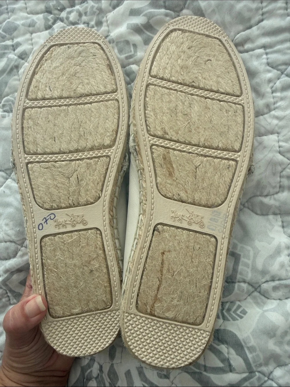 Coach Cream Leather Espadrille Flats with Jute Toe